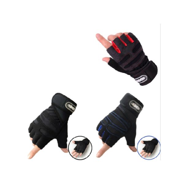 

womens mens quick-dry gym gloves with wrist wrap anti-skid strip comfort lightweight for weight lifting fitness exercise glove