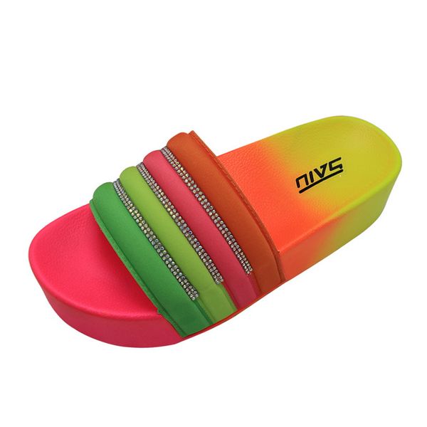 

women slipper rainbow bling slippers for women summer beach sequins casual shoes ladies slides flats outdoor footwear sandal, Black