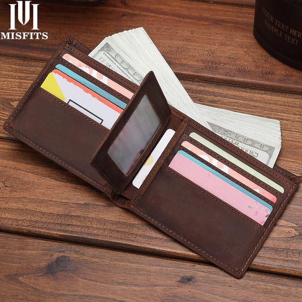 

brand crazy horse leathe wallet men small money bags genuine leather casual short wallets for male card holders, Red;black
