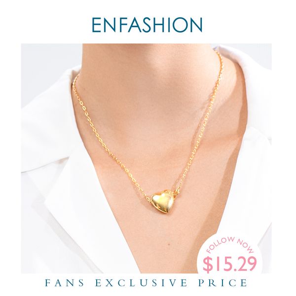 

enfashion heart locket pendant necklace women gold color openable p frame choker necklace fashion femme jewelry p193056, Silver