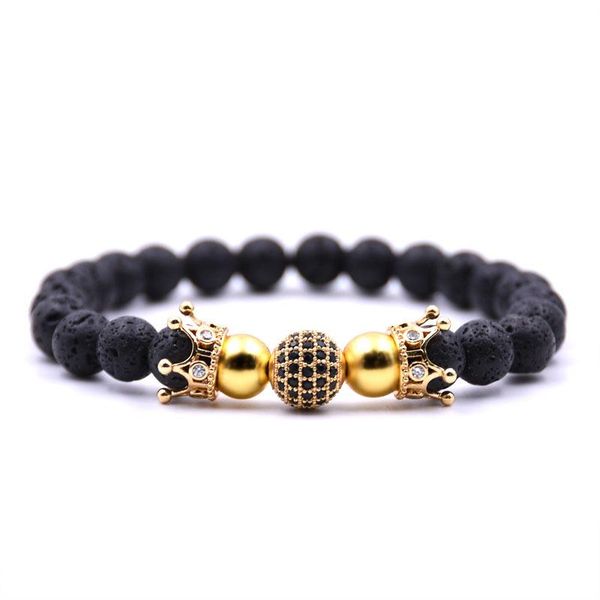 

new fashion natural stone luxury shambala crown beads bracelet yoga bracelet for men&women handmade jewelry pulsera accessories, Black