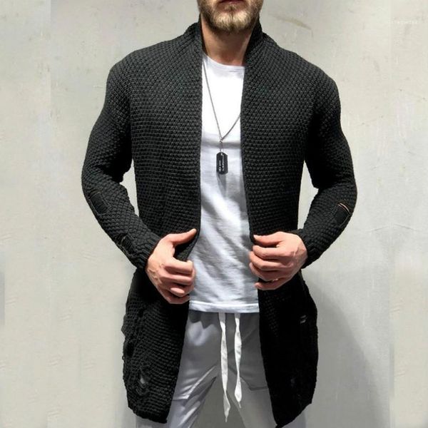 

clothes hole mens designer sweaters fashion loose panelled pocket mens cardigan sweaters casual long sleeve males, White;black