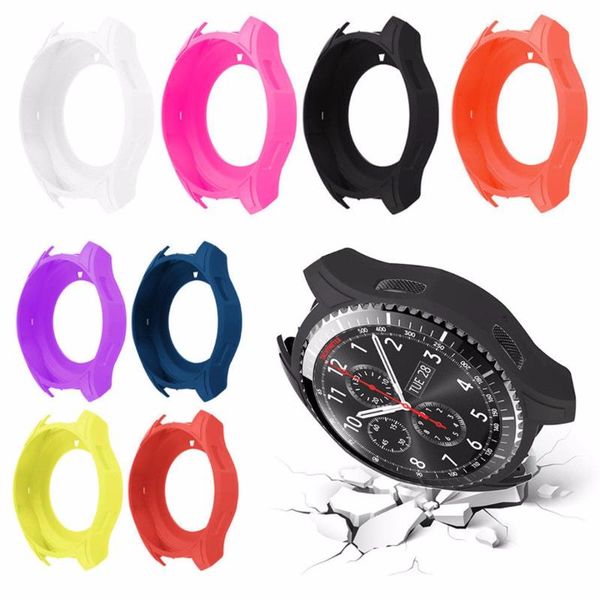 

durable silicone protect case frame cover smart band strap wristband for samsung gear s3 classic / frontier, Black;red