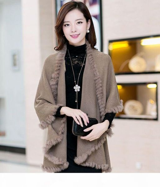 

solid rabbit fur fringed neck wraps shawl hijabs scarf ponhos stole soft #3448, Blue;gray