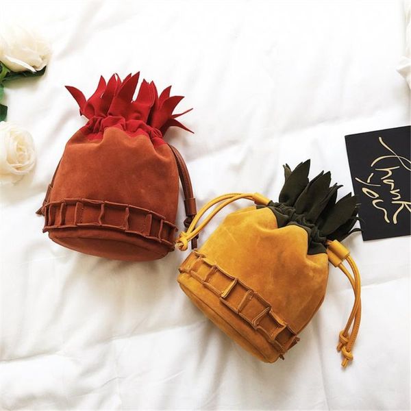 

women bag fruit pineapple crossbody bags drawstring bag creative contrast color chain bucket cute summer girl bucket bolsos