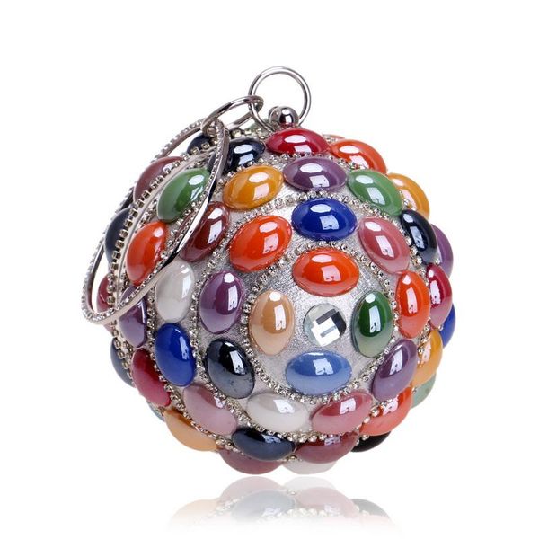 

designer-ceramics fashion circular women clutch bags rhinestones party wedding handbags shoulder lady 2018 latest evening purse bags