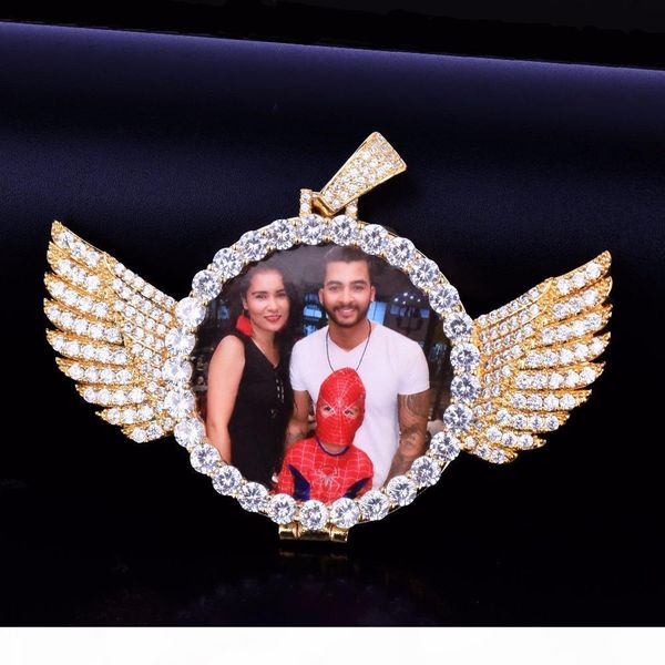 

silver gold custom made p with wings medallions pendant necklace 3 4 5mm tennis chain cubic zircon men hip hop jewelry