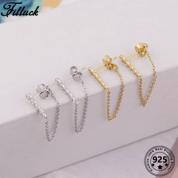 

filluck girls fine jewelry s925 sterling silver earrings zircon tassel earring fashion earrings for women silver 925 jewelry, Golden;silver