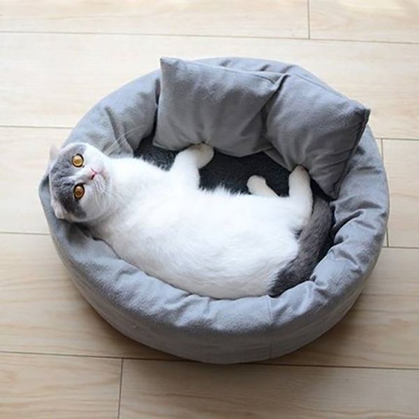 

cat beds & furniture bed grey house for cats small dog winter warm round sleeping bag puppy cushion mat supplies pet products