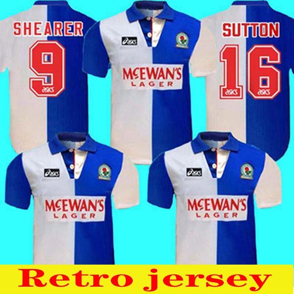 

1994 inÃ­cio 95 blackburn camisa retro shearer 9 blackburn rovers retro football jersey 94 95 blackburn retro sutton 16 ripley 7 jersey, Black;yellow