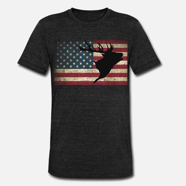 

vintage american flag deer head stag antlers t shirt men print 100% cotton s-3xl natural interesting breathable summer style trend shirt