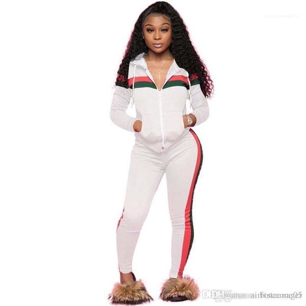 

sleeve stripe womens tracksuits casual panelled plus size womens clothing cardigan hooded women 2pcs suits long, Gray