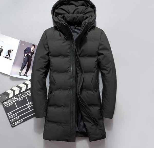 

90% white duck down jackets men 2020 winter long parkas waterproof windproof hooded coat male thicken003, Black