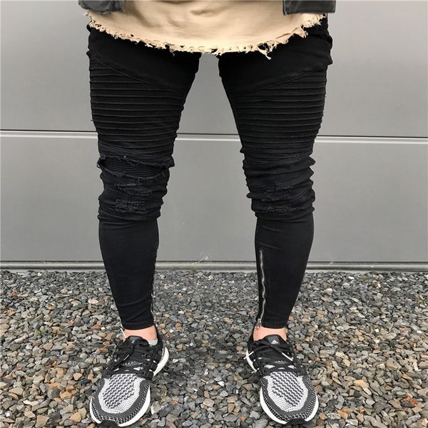 

men's jeans skinny-fit fashion black 2021 hole stripe men, Blue