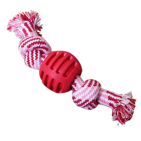 

grinding durable clean teeth braided rope bite chew pull home dog toy with ball