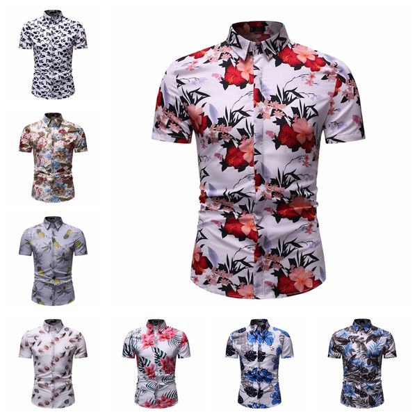 

2020 mens hawaiian shirt male casual camisa masculina printed beach shirts short sleeve brand clothing ing, White;black