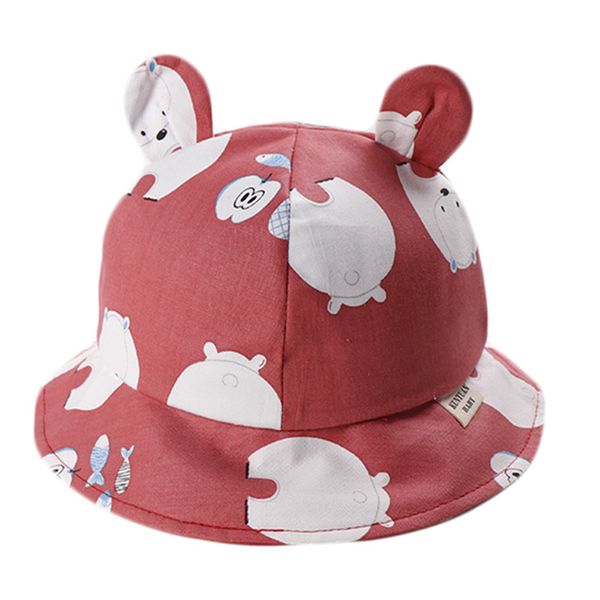 

spring kids girls cartoon bear hat fashion baby bucket sun hats children summer panama breathable caps baby girls fisherman hat, Blue;gray