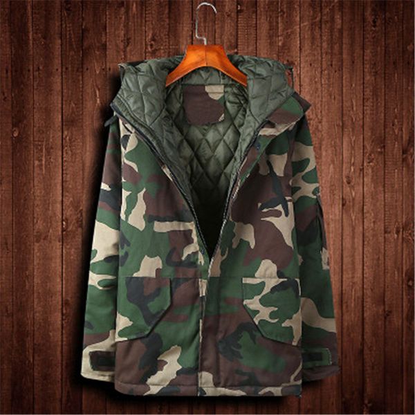

2020 winter hooded plus size camouflage full sleeve windbreaker thermal anti-sweat man camping & hiking jackets, Blue;black