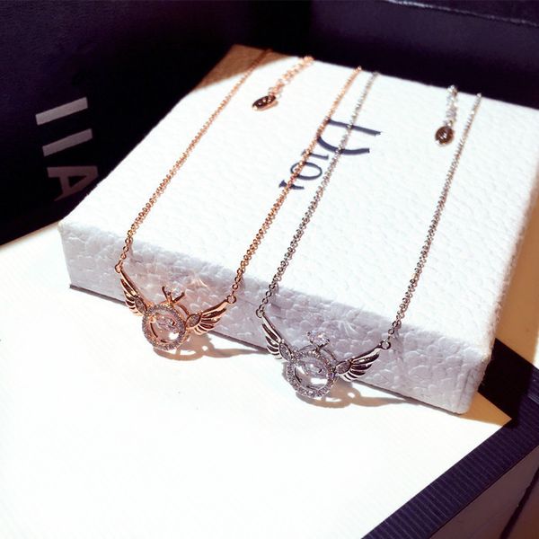 

beautiful wing pendant necklaces for women crystals rhinestones fashion female jewelry necklace accessories, Silver