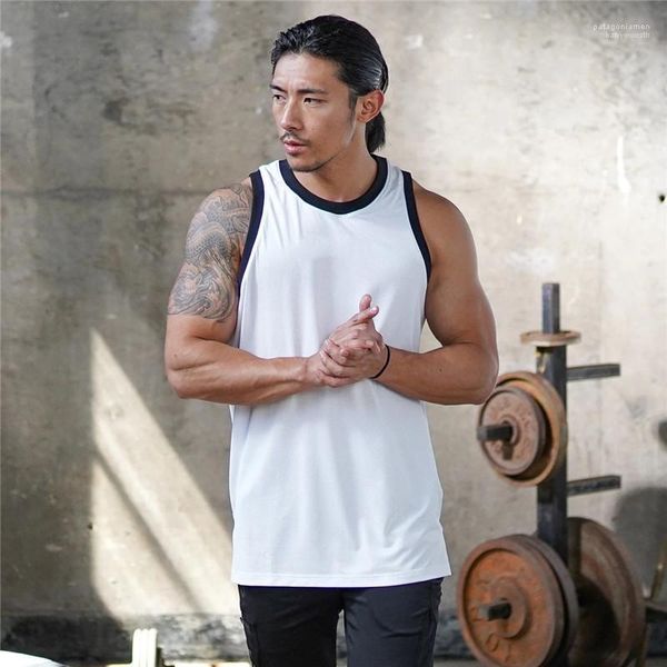 

outdoor fitness sports basketball training fashion breathable shirt men mens solid sleeveless t shirt male, White;black