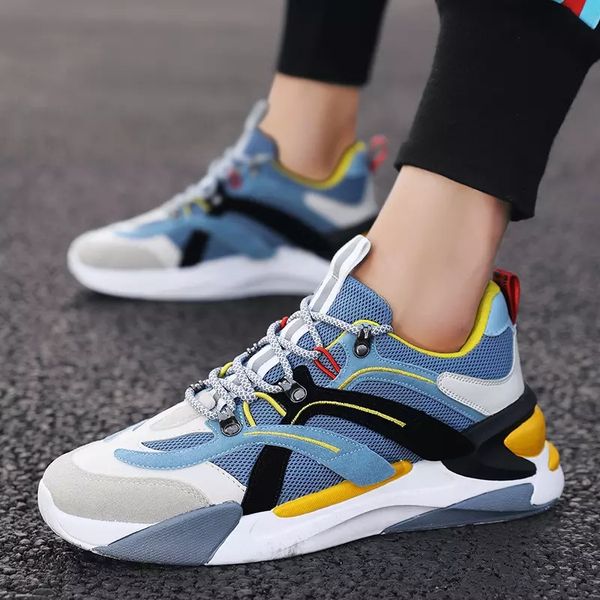 

2020 men sneakers colorful breathable lace up men mesh shoes fashion casual no-slip vulcanize shoes tenis masculino, Black