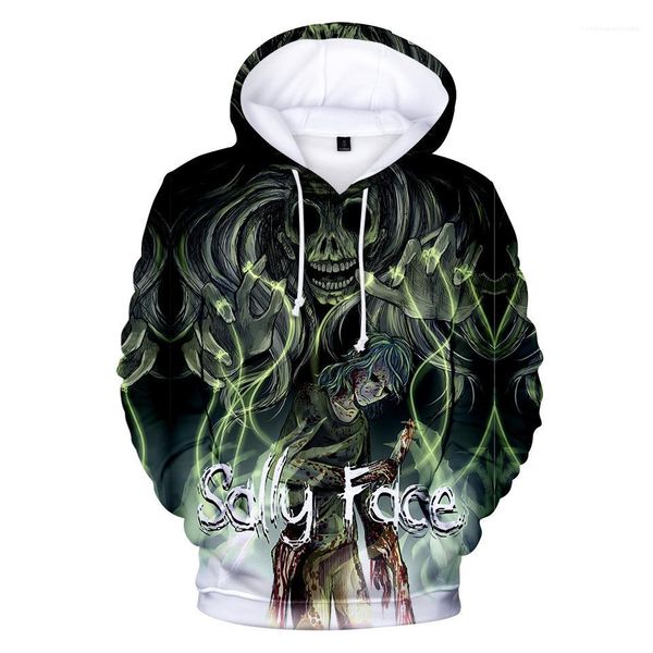 

sleeved pullovers sally face 3d printed hoodies men women spring autumn hooded sweatshirts long, Black