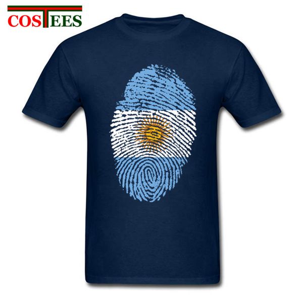 

funny argentina flag fingerprint men t shirt short sleeve organic cotton men's tshirt thumbprint design tee shirt male