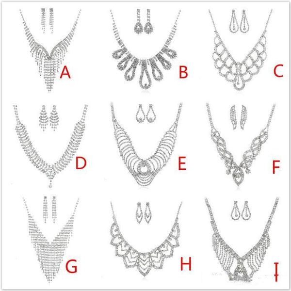 

choker ювелирные изделия горный хрусталь серьги для партии кристалл наборы кисточкой многослойная серьги женщин мода набор и ожерелье set lu, Silver