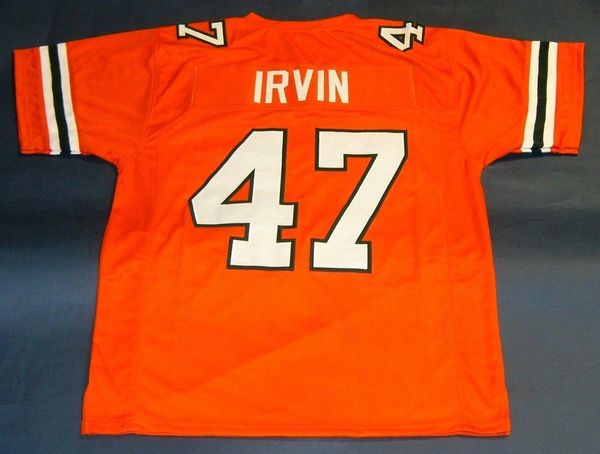 

retro #47 michael irvin custom university of hurricanes w jersey the u read damaged white mens football jerseys, Black