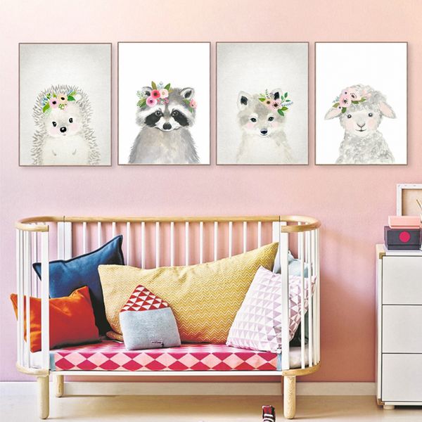 

baby animal flowers wall art pictures posters and prints canvas poster home decoration nursery room decor painting