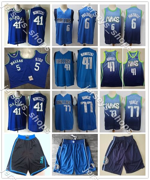 

basketball jerseys mens vintage dirk nowitzki 41 blue kristaps porzingis 6 dallasmavericks 2020 luka doncic 77 home stitched shirts s-xxl, Black;red