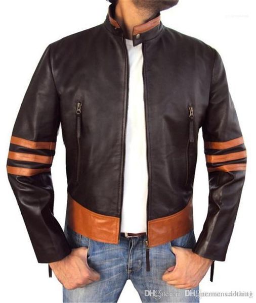 

coats designer mens leather jacket stand collar long sleeve mens motorcycles jacket casual patchwork color mens, Black