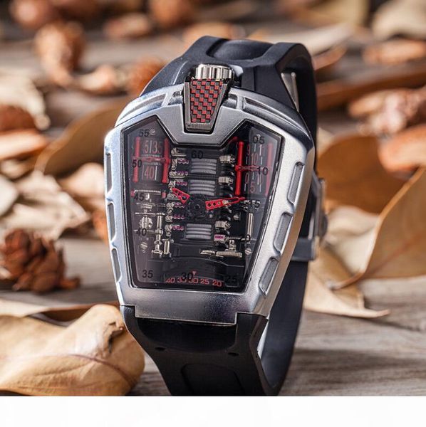 

2019 fashion watches sports mens watches hollow ghost head silicone strap wristwatches quartz men watch whalesale, Slivery;brown