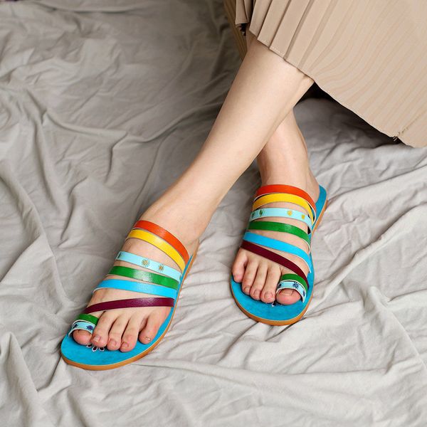 

women summer beach flats shoes woman outdoor flip thong pu leather slippers slides bohemia sandalias mujer sapato feminino d1139, Black