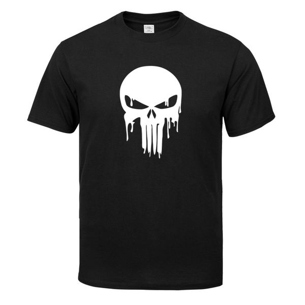 

anycuros dripping melting bloody punisher skull men t shirt short sleeve cotton man tshirts t-shirt tees