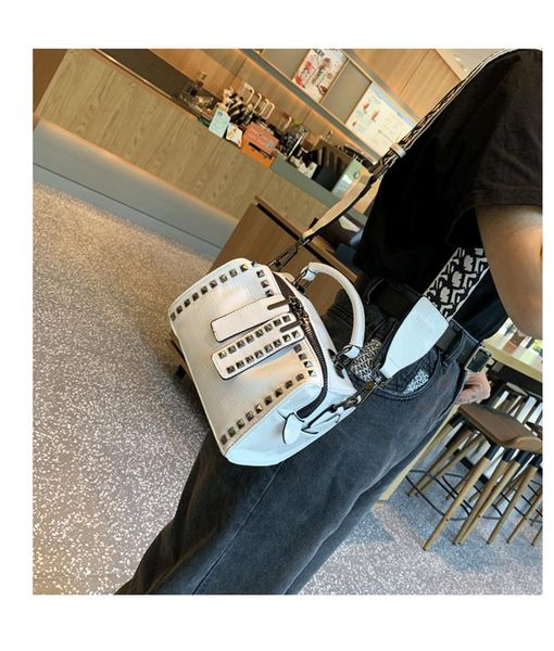

bags for women 2020 new cracked wide shoulder strap crossbody small square bag female trendy new bright rivet casual handbag boston bag