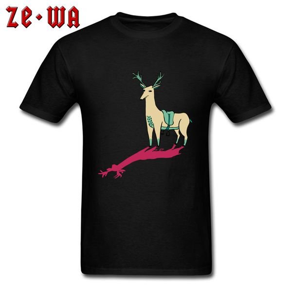 

animal print men & tees fallow deer shadow 100% cotton short sleeve design t-shirt crew neck drop shipping