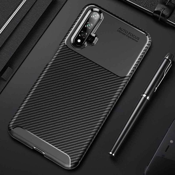 

pro luxury carbon fiber shockproof phone case for huawei honor 20 cover flex bumper matte fit shell