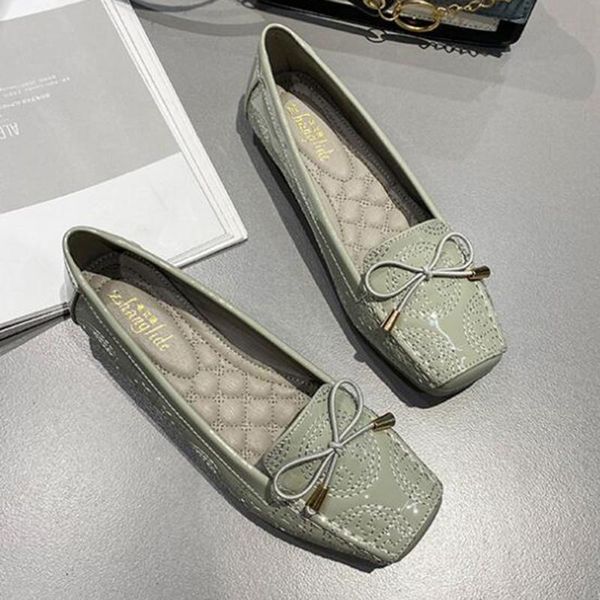 

autumn new fashion square head flat women shoes shallow mouth single shoes women casual scoop non-slip mother kl462, Black