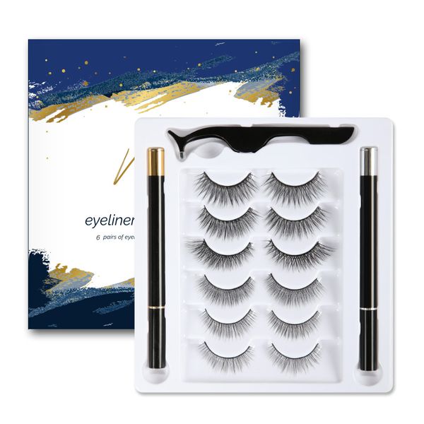 

false eyelashes self-adhesive magic set no glue magnet waterproof eyeliner handmade 3d lash makeup kit