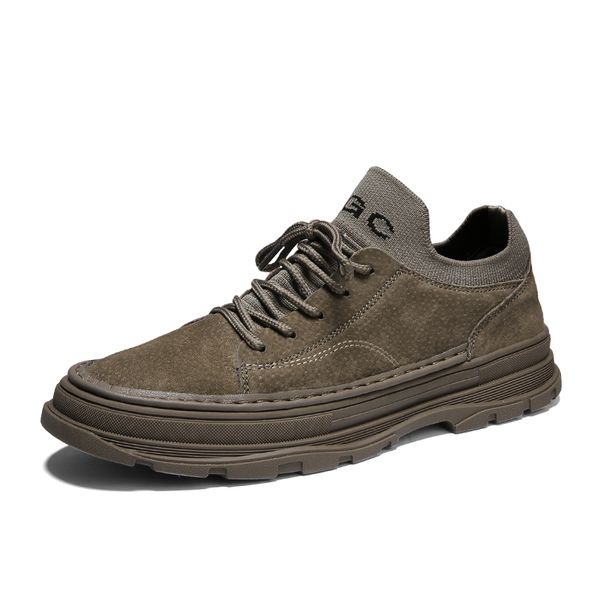 

casual shoes men non-slip leather sneakers comfortable men business flat shoes lace up footwear chaussure homme, Black
