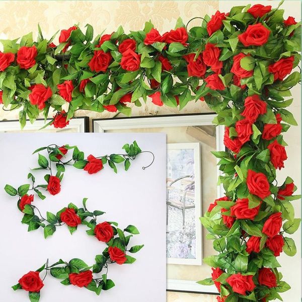 

250cm/lot ivy vine diy artificial rose silk flower green leaves garland pgraphy props wedding party diy decor