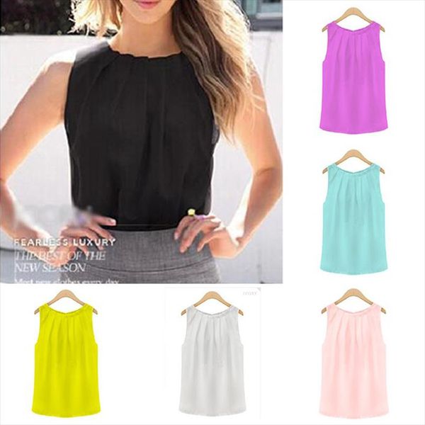 

size s  k xl xxl xxxl dropship office women comfortable chiffon 5 colors 1pc white womens blouses sleeveless black soft