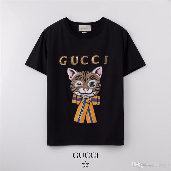 

2020 luxury summer crew neck t-shirt fashion animal cat print mens designer t shirt short sleeves men women casual street wear tees s-2xl, Black;brown