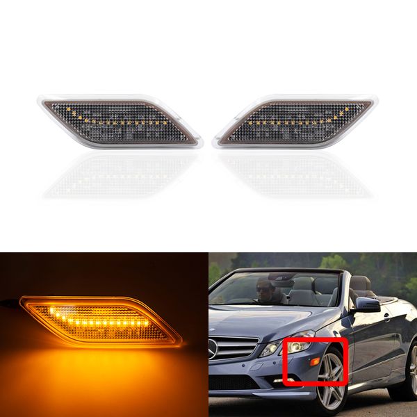 

2pcs front bumper clear lens led side marker lights for w212 e-class e300 e350 e550 e63 2010 2011 2012 2013