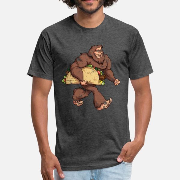 

sasquatch walking with taco t shirt men designing short sleeve s-3xl normal loose funny casual summer style family shirt