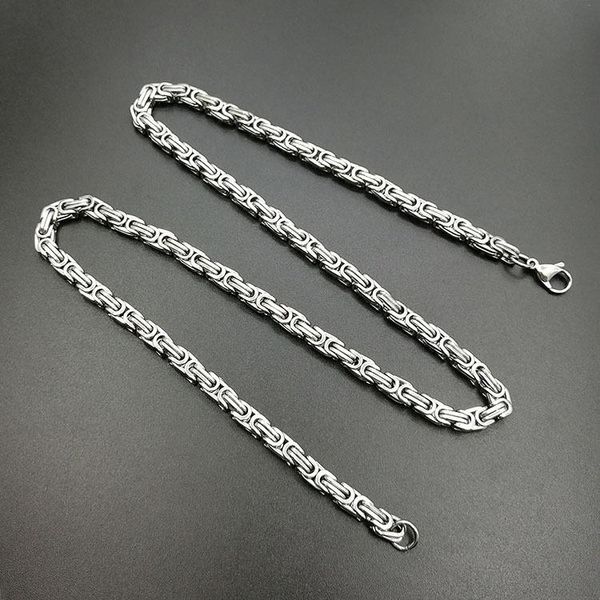 

hip hop fashion stainless steel men necklace chain link byzantine chain tennis chain cubin link bar 2020 body jewelry wholesale, Silver