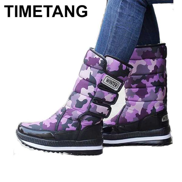 

timetang2020 platform winter boots for women, thick plush non-slip snow boots for women woman e1407, Black