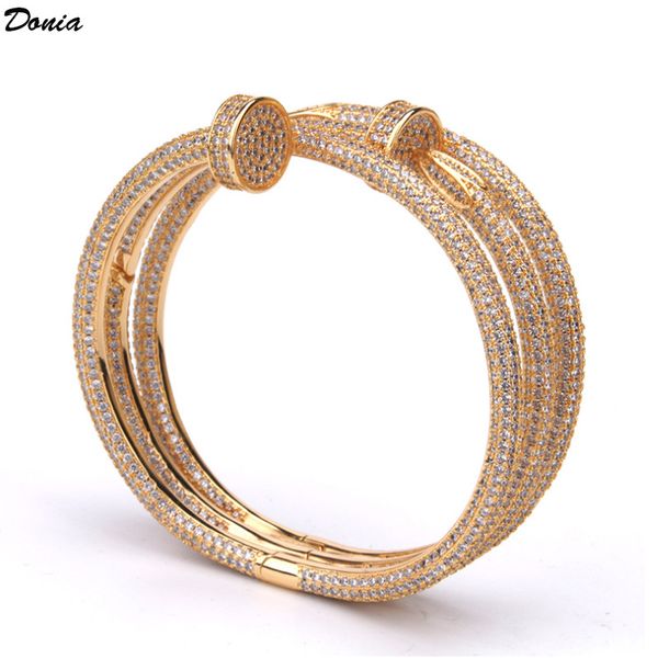 

Donia jewelry party European and American fashion large classic micro inlaid zirconia COPPER BRACELET women's bracelet all Zircon Bracelet b