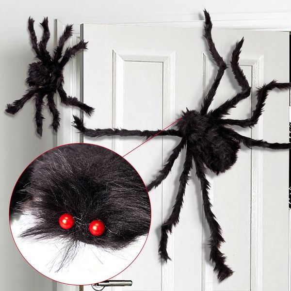 

1pc 30/50/75cm big spiders kids children toy plush black multicolour style for party halloween decoration